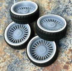 Resin 22 In. “Lincoln 3” Restomod Wheels, W/ One Inch Whitewalls,1/24 1/25 Scale