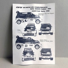 STARTER 1/43 MG METRO 6R4 1986 MONTE CARLO 1985 RAC RALLY CAR RESIN KIT