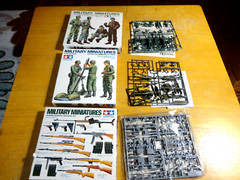 Three MINIATURES Figure Kits: MORTOR & GUN CREW, INFANTRY WEAPONS, TANK CREW