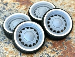Resin 22 In. “Artillery” Restomod Wheels, W/ One Inch Whitewalls,1/24 1/25 Scale