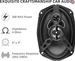 6 * 9-Inch Car Coaxial Speaker 3-Way Full Frequency High Fidelity Audio 300W