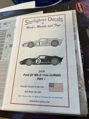 1/24 Starfighter Decals #2414 Ford GT-40 Mk.II 1966 LeMans
