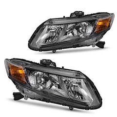 Headlight Assembly Black Housing Smoke Lens Amber Reflector Fit 12-15 Civic