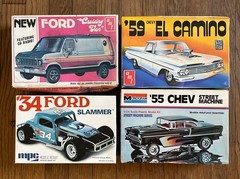 MPC Monogram AMT Empty Box Lot 55 Chev 59 Elcamino Ford Cruising Van 34 Slammer