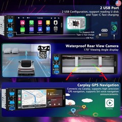 6.5″ Single Din Touchscreen Radio with Wireless Apple CarPlay & Android