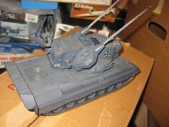 Pro-built Flakpanzer Gepard tank in case in 1/35 scale from a Tamiya kit