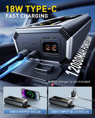 6000A Jump Starter, 12V Car Battery Jump Starter, up to All Gas & 12L Diesel Eng