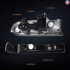 PM PERFORMOTOR Black Housing Amber Corner Headlights Replacement Compatible