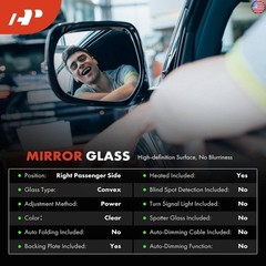 A-Premium Right Passenger Side Heated Mirror Glass Compatible with Kia Forte