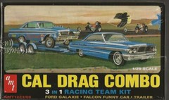 AMT CAL DRAG COMBO, Ford Galaxie, Falcon Funny Car & Trailer in 1/25 1223 (104)