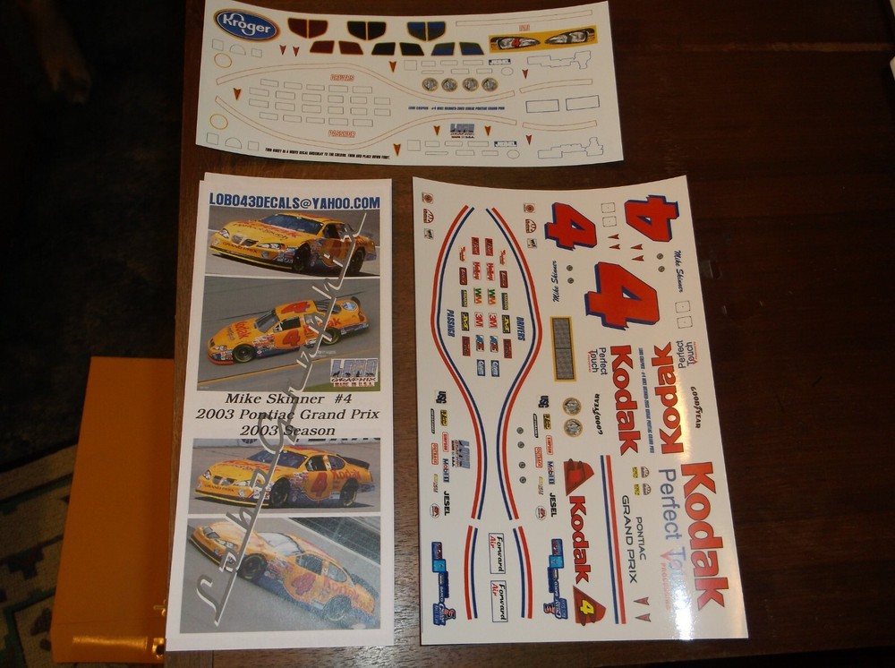 Mike Skinner #4 2003 KODAK Pontiac Grand Prix 1/24th scale decals LoboGraphix