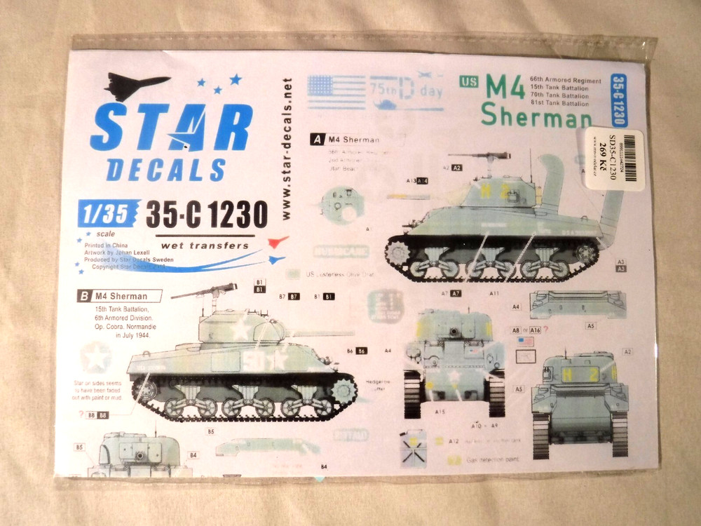 1/35 Star Decals US Army M4 Sherman D-Day & France # 35-C 1230