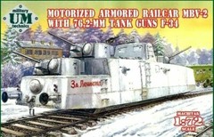 MBV-2 motorized armored railcar with 76,2-mm tank guns F-34 1/72 UMT 677