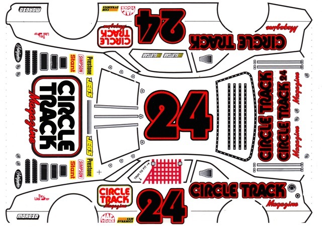 #24 Circle Track Black Numbers 1/24th – 1/25th Scale Waterslide Decals