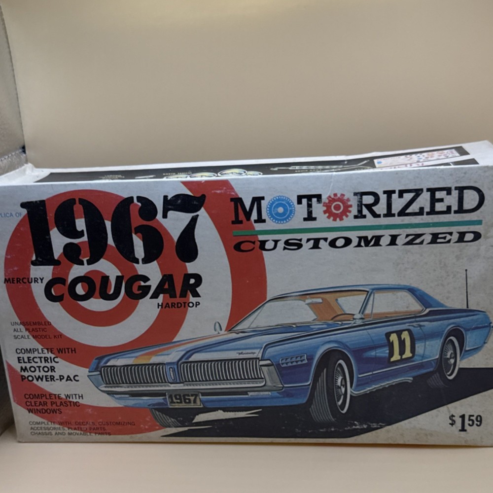 IMC 1967 Mercury Cougar Motorized Model Kit Vintage Unassembled Car