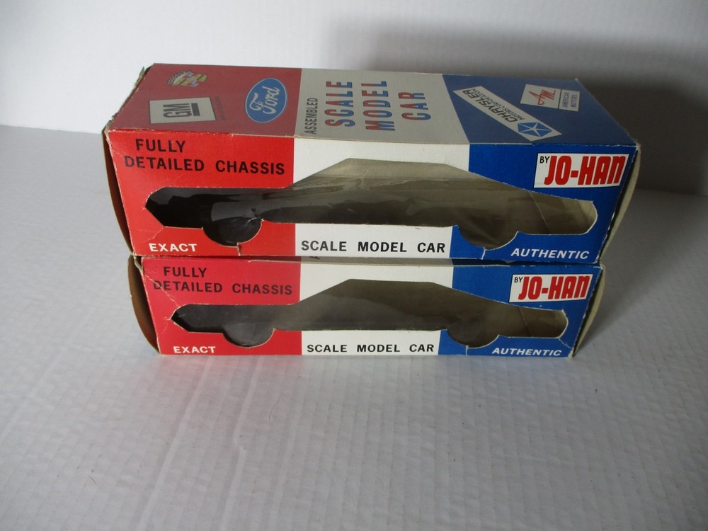 LOT OF TWO JO-HAN ASSEMBLED SCALE MODEL CAR EMPTY BOXES