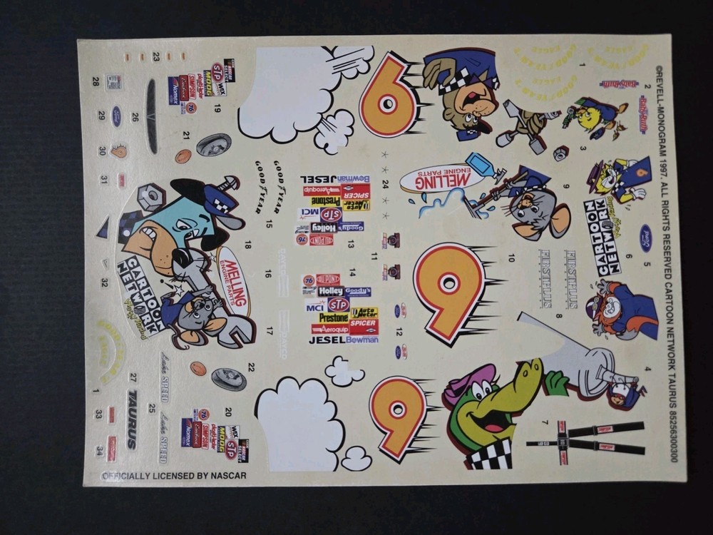 1998 Lake Speed #9 Cartoon Network Ford Taurus 1:24 Decal – Waterslide Decals