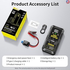 Car Jump Starter 4000A, 12V Jump Starter Battery Pack (All Gas,up to 10.0L