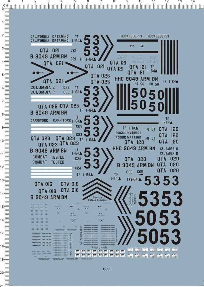 Super Detail Up 1/35 US Army M1A1 Abrams Tank Markings Model Kit Water Decal