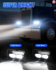 SUPAREE 4PCS 4×6 LED Headlights: DOT Rectangular Truck LED Headlights with
