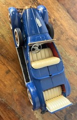 Vintage 1920s Style Roadster Metal Model Car Blue Whitewall Tires Heavy