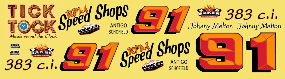 #91 Johnny Melton RPM Speed Shops 1/24th – 1/25th Scale Slot Car Decals NASCAR