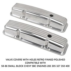 Aluminum Valve Covers with Holes Retro Finneded Compatible SBC 58-86 Polish