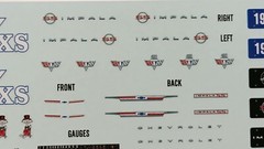AMT 64 1964 Chevy Impala SS 409 1/25 Decal Sheet Emblems Dash Cluster Gauges Hot