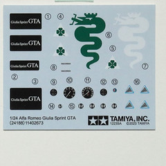 Tamiya’s Decals for 1/24 Alfa Romeo Giulia Sprint GTA.Item24188 from Japan