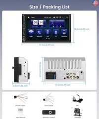 7 Inch Double Din Car Radio, Wireless/Wired CarPlay Android Auto, HD IPS