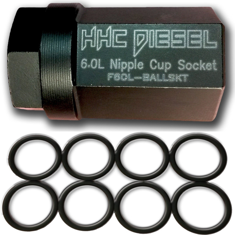 Hhc Diesel Ford 6.0L Diesel Nipple Cup Socket Kit O-Rings Tool 8 Heavy Duty