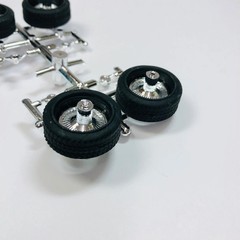 Hoppin Hydros 1/24 1/25 Chrome Low Rollerz Rims w/ Whitewall Tires 506