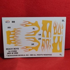 Flames Decals Beach Boys 1932 Ford Coupe 1:24 Scale Model Car Part Monogram