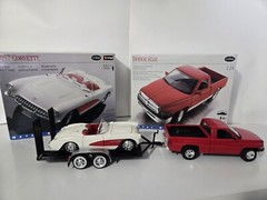 Testers 1-24 Dodge Ram. 57 Corvette Convertible & Trailer Metal Newly Built Nice