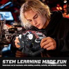 V8 Engine Simulation Kit – Engaging 588-Piece Motorized Block Set for Car Lovers