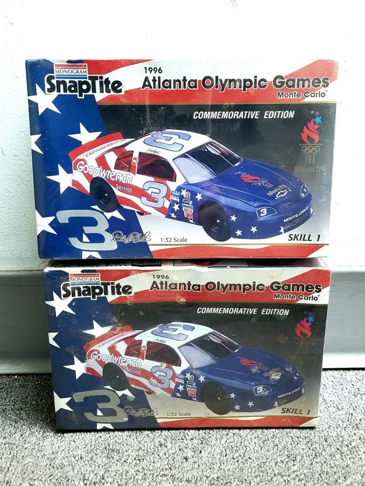 2x Monogram SnapTite 1996 Atlanta Olympic Dale Earnhardt Model Car NEW/SEALED