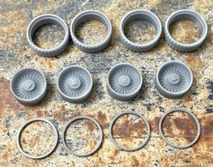 Resin 22 In. “The Caddy” Restomod Wheels, W/ One Inch Whitewalls,1/24 1/25 Scale