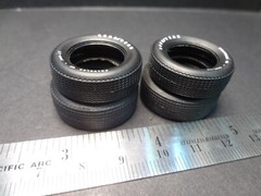 1:25 scale pad printed GOODYEAR Good Year Polyglas GT Tires 2X Front + 2X Rear