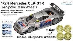 24 spoke resin wheel set for 1/24 Tamiya Mercedes CLK-GTR for early 1998 cars