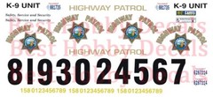 California Highway Patrol 1/18th Scale Waterslide Decals Police