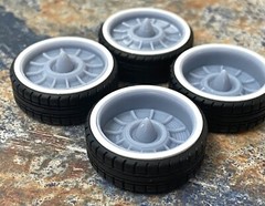 Resin 22 Scale In. Cadillac Resto-mod Wheels, W/Bullets And Whitewalls,1/24 1/25
