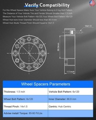 ECCPP 4PCS 6x120mm to 6x120mm Hubcentric Wheel Spacers 1.5 inch 6 Lug 14×1.5