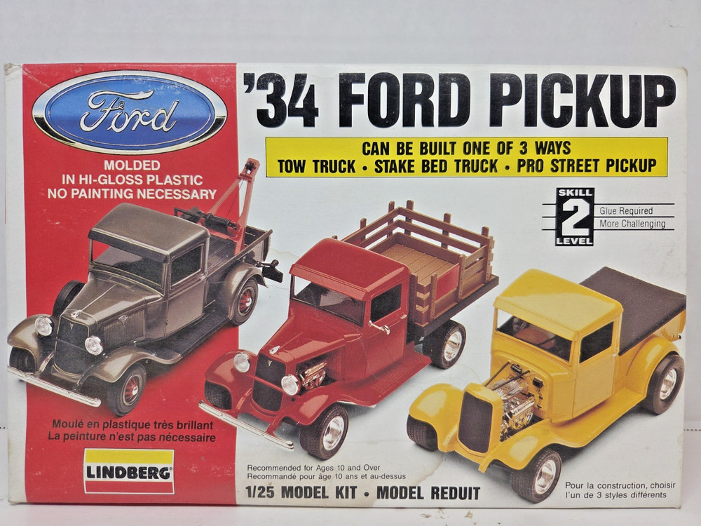 Lindberg ’34 Ford Pickup Pro Street 3 Way Build 1:25 Model Truck Kit #72157
