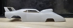 3d printed 1969 Dodge Challenger Daytona Pro Mod drag body model slot car v2