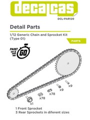 Decalcas 1/12 Generic Chain and Sprocket kit – Type 1