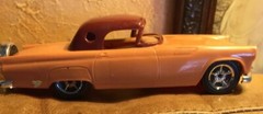 2 Simms 57 T Bird Plastic Vintage Cars Yellow Brown Wheels Roll Aurora Illinois