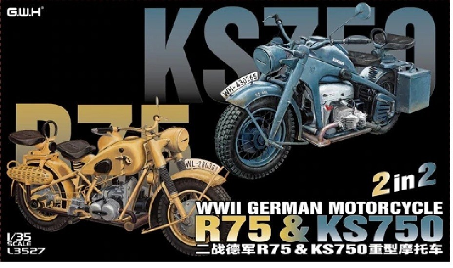Great Wall Hobby 1/35 WWII German Motorcycle R75 & KS750 *2in2* #L3527 📌USA