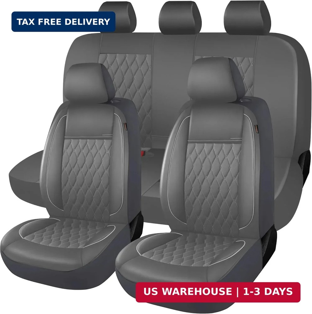 CAROMOP Faux Leather Car Seat Covers Full Set,Luxury and Comfortable Covers for