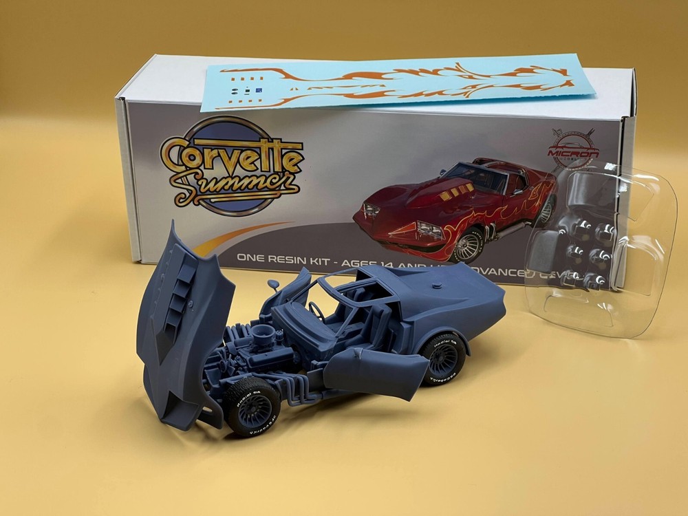 1:25 Corvette Summer Resin Model Kit With Decals, Rubber Tires and Clear Parts
