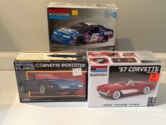 🏁 Lot 3 Monogram Corvette Model Kits 57 Convertible Thunderbird 1:24